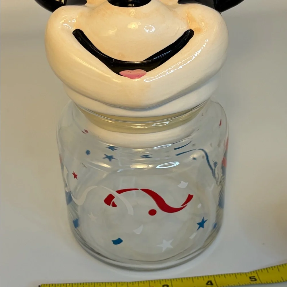 Disney&Co.‎ Mickey Mouse Glass Jar/Canister with Lid made By Anchor/16oz